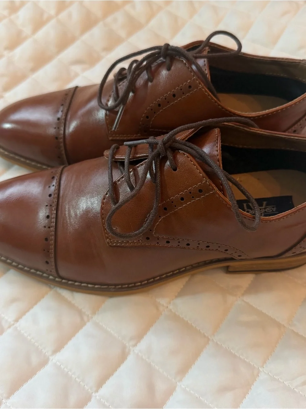 Boys Ashford Hayes Brown Leather Derby Dress Shoes